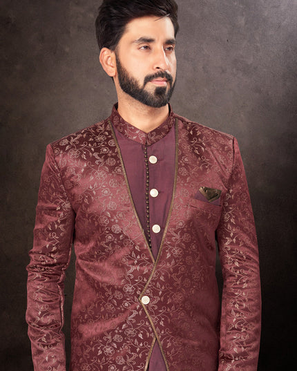 Maroon Mens Designer Indo Western
