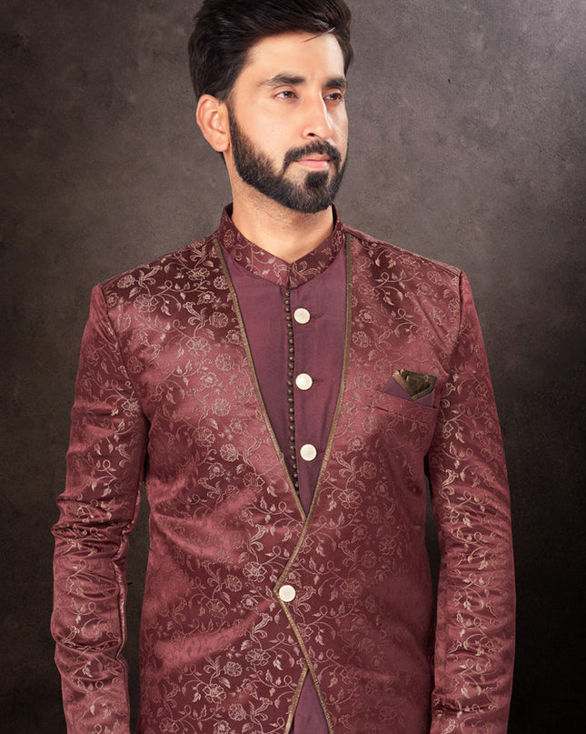 Maroon Mens Designer Indo Western