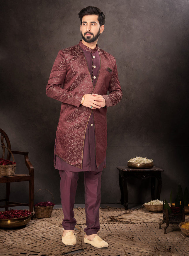 Maroon Mens Designer Indo Western