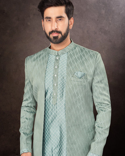Teal Green Mens Designer Indo Western
