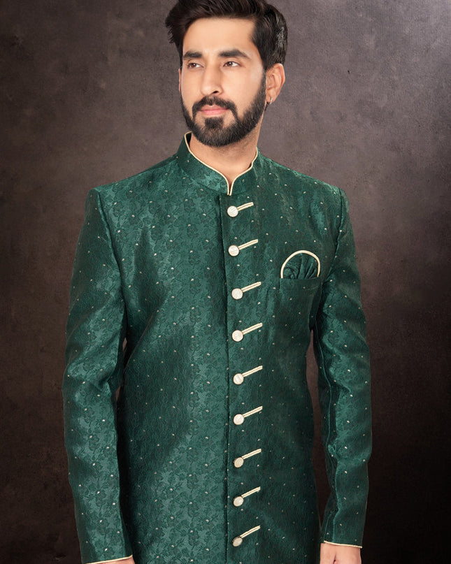 Bottle Green Mens Designer Indo Western