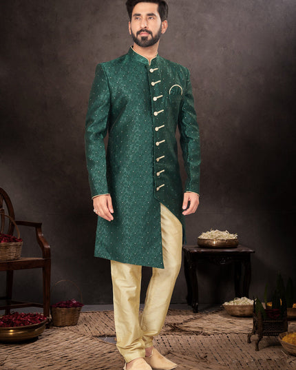 Bottle Green Mens Designer Indo Western