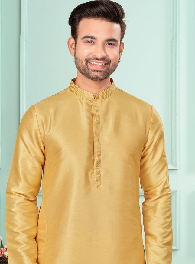 Beige Mens Kurta Pajama Set
