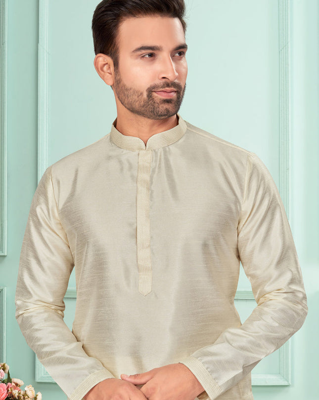 Cream Mens Kurta Pajama Set