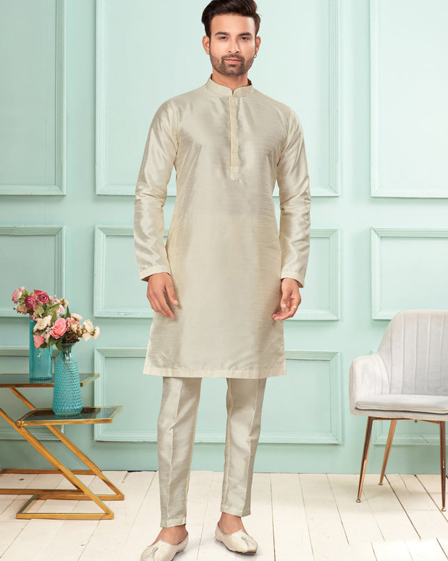 Cream Mens Kurta Pajama Set