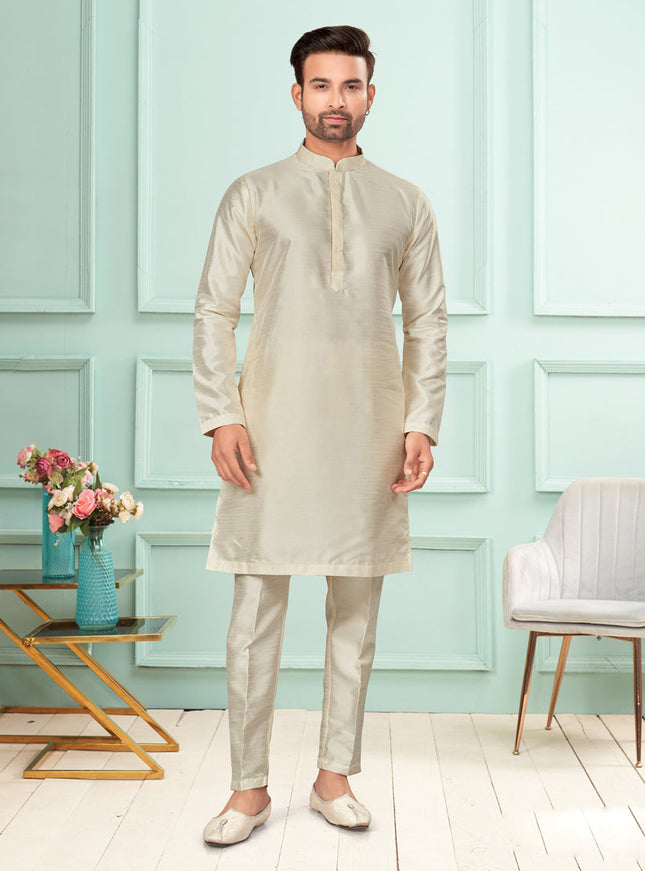 Cream Mens Kurta Pajama Set
