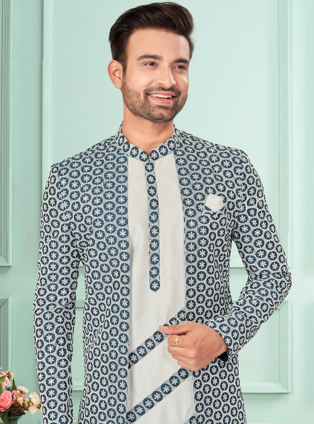 Off White Mens Indo Western Suit