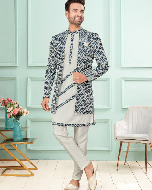 Off White Mens Indo Western Suit