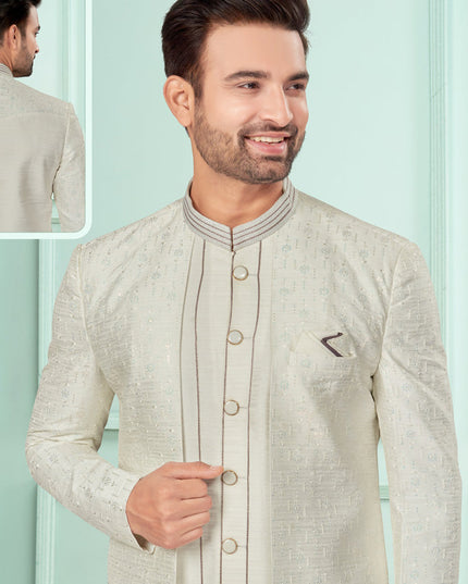 Cream Mens Indo Western Suit