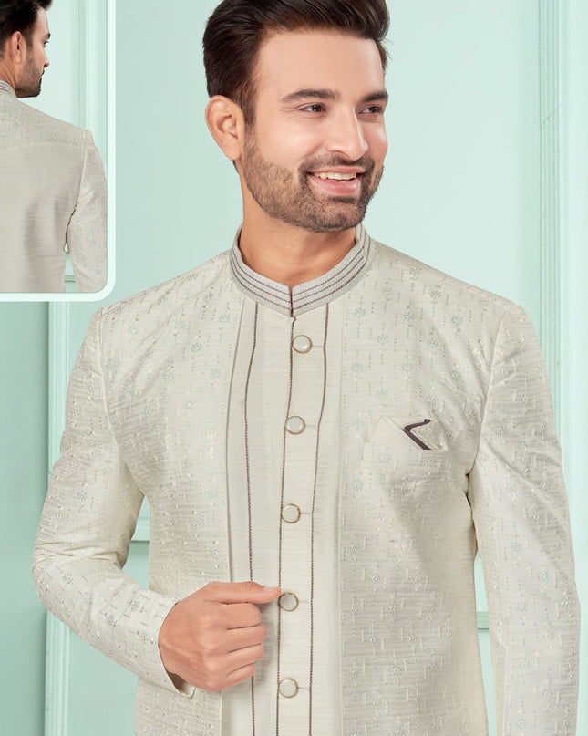 Cream Mens Indo Western Suit
