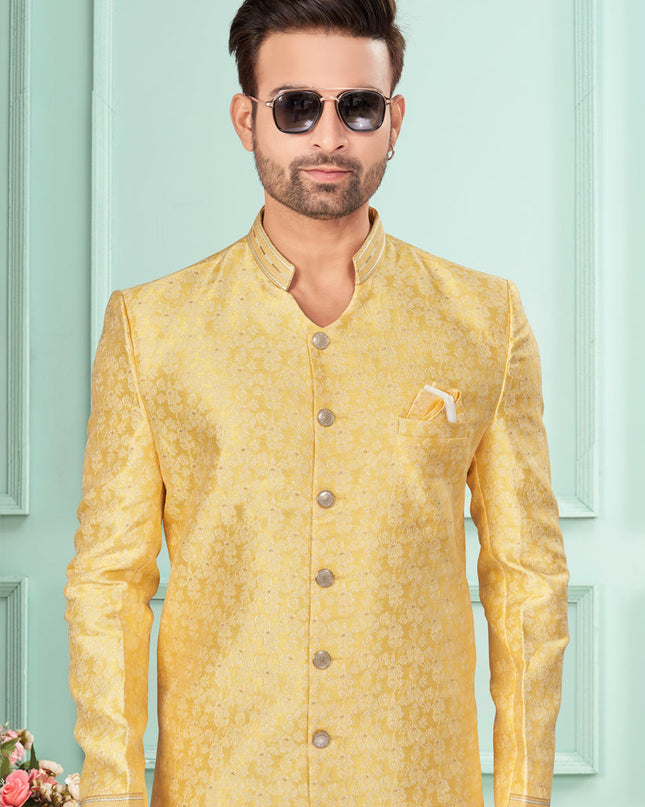 Yellow Mens Indo Western Suit