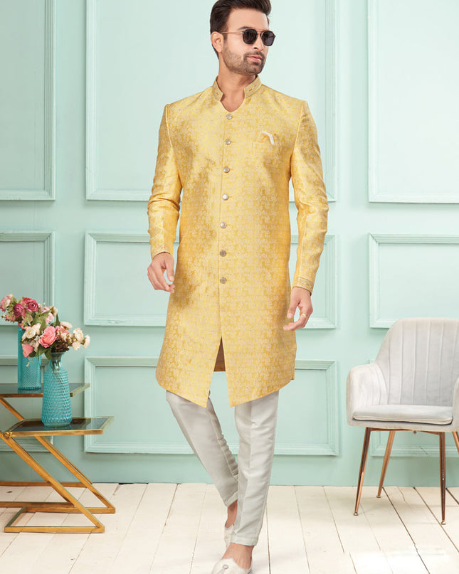 Yellow Mens Indo Western Suit