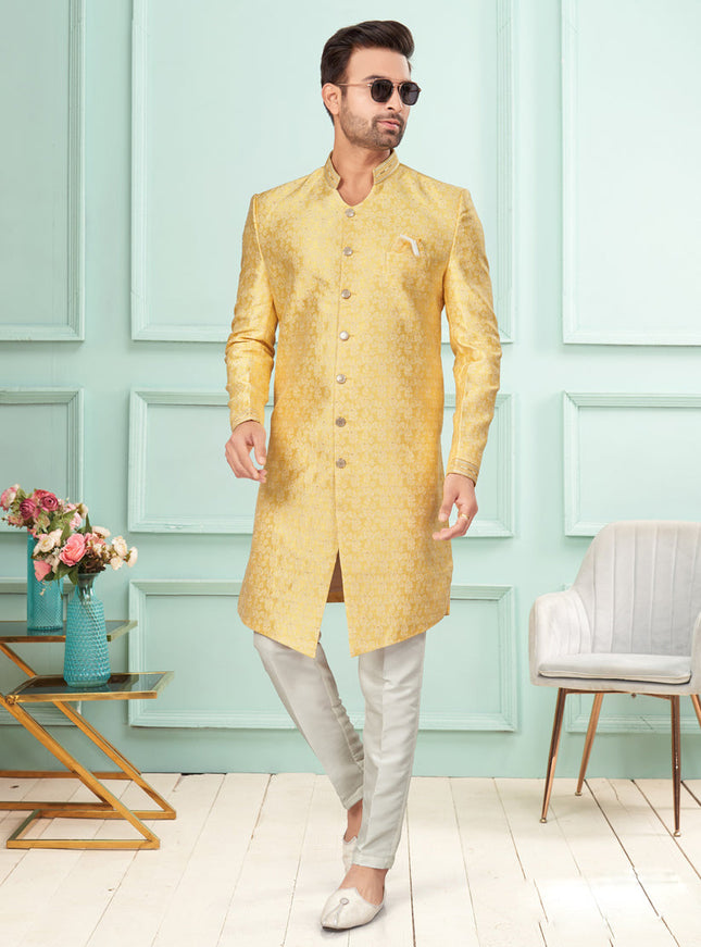Yellow Mens Indo Western Suit