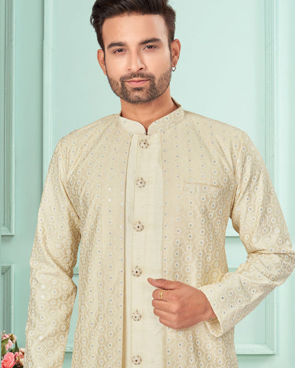 Cream Mens Indo Western Suit