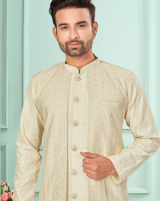 Cream Mens Indo Western Suit