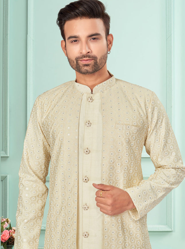 Cream Mens Indo Western Suit