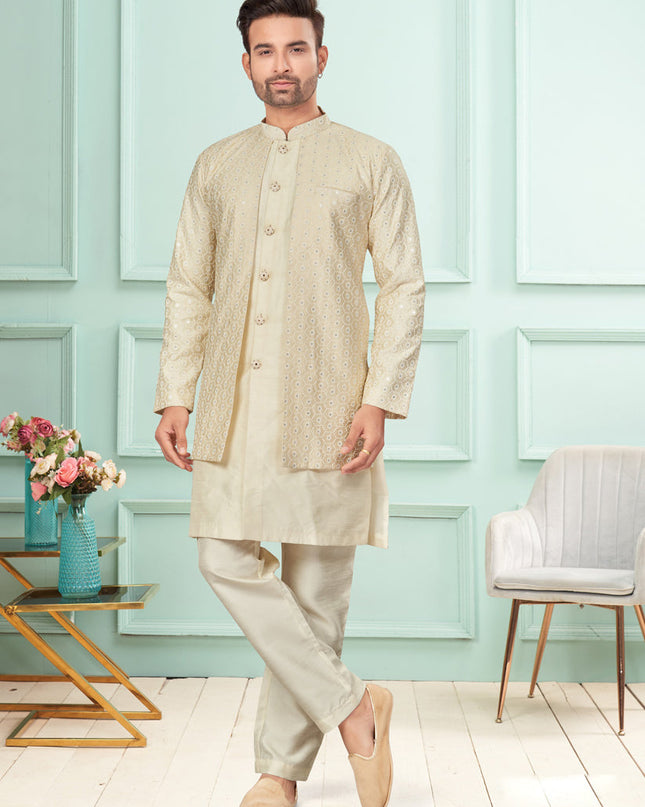 Cream Mens Indo Western Suit