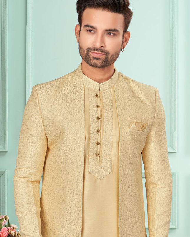 Beige Mens Indo Western Suit