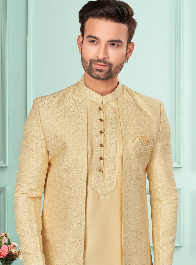 Beige Mens Indo Western Suit
