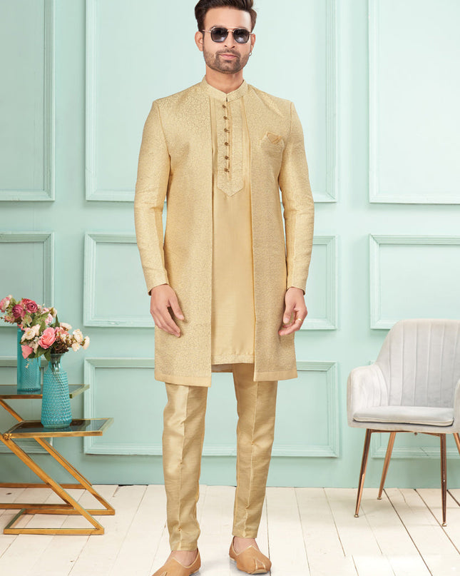 Beige Mens Indo Western Suit