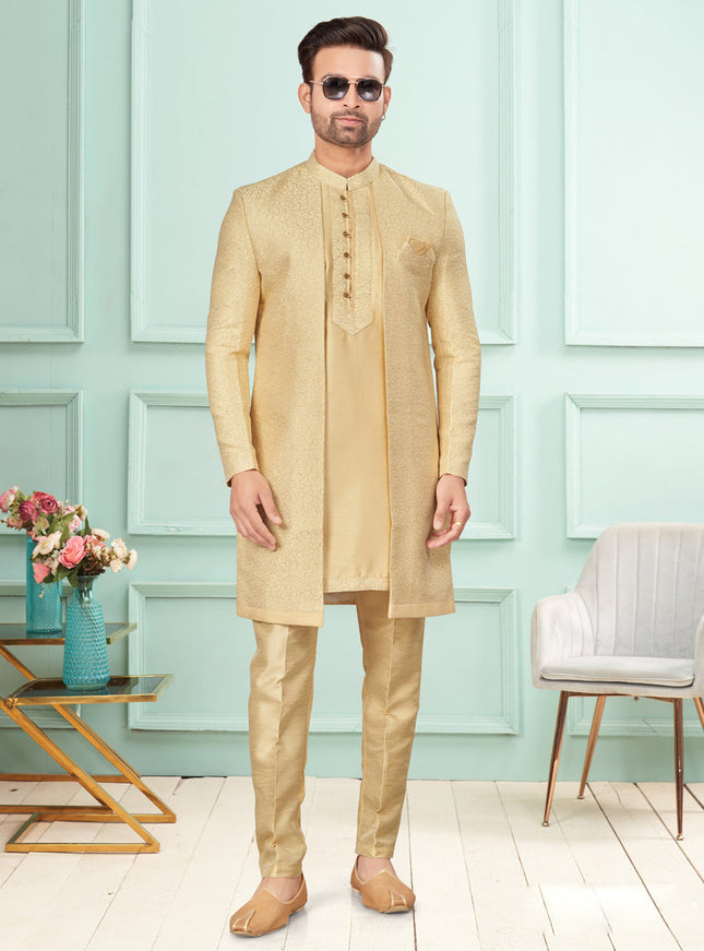 Beige Mens Indo Western Suit