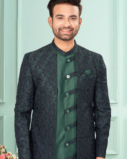 Green Mens Indo Western Suit