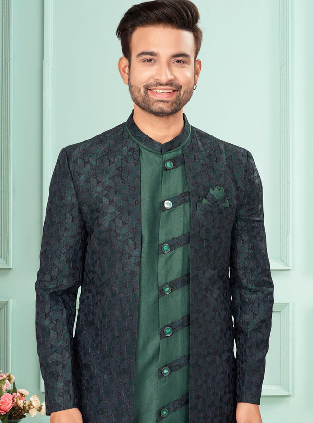 Green Mens Indo Western Suit