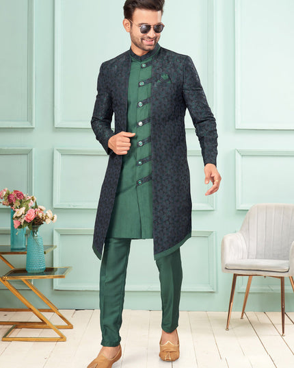 Green Mens Indo Western Suit
