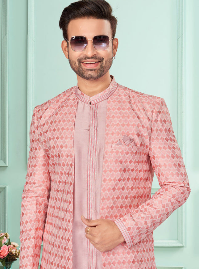 Pink Mens Indo Western Suit