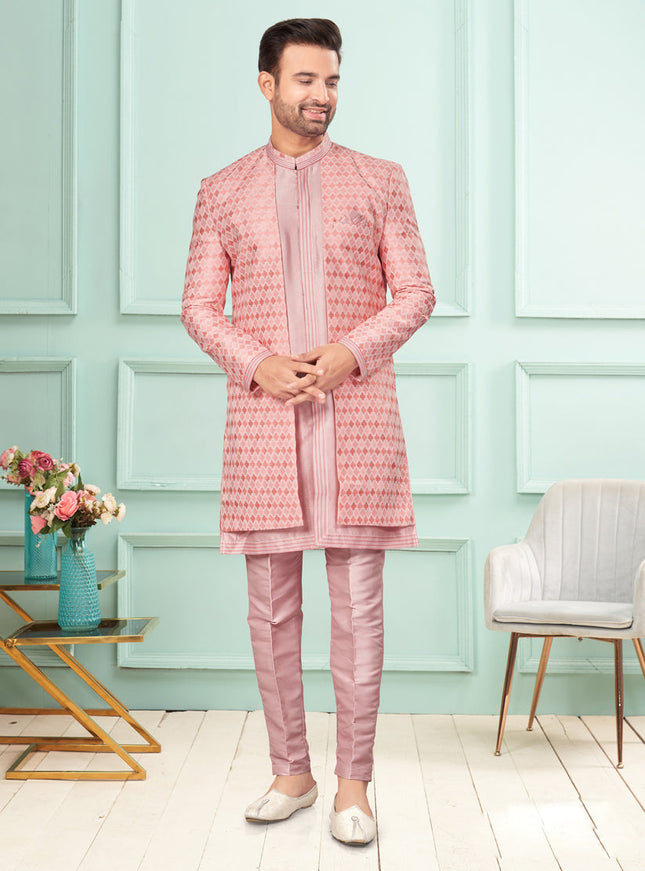 Pink Mens Indo Western Suit