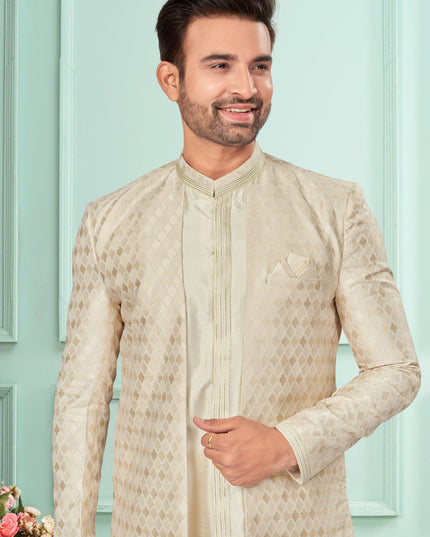 Cream Mens Indo Western Suit
