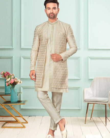 Cream Mens Indo Western Suit