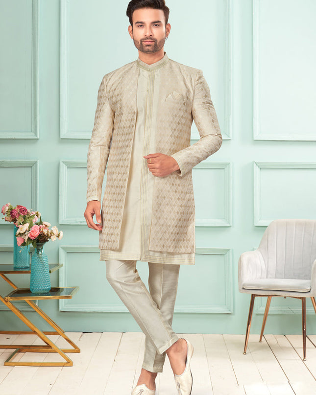 Cream Mens Indo Western Suit