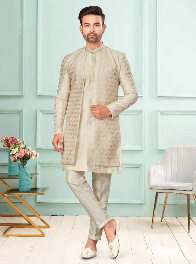 Cream Mens Indo Western Suit