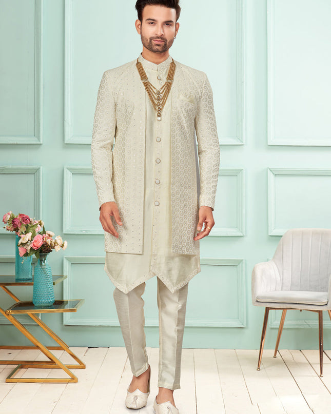 Cream Mens Indo Western Suit