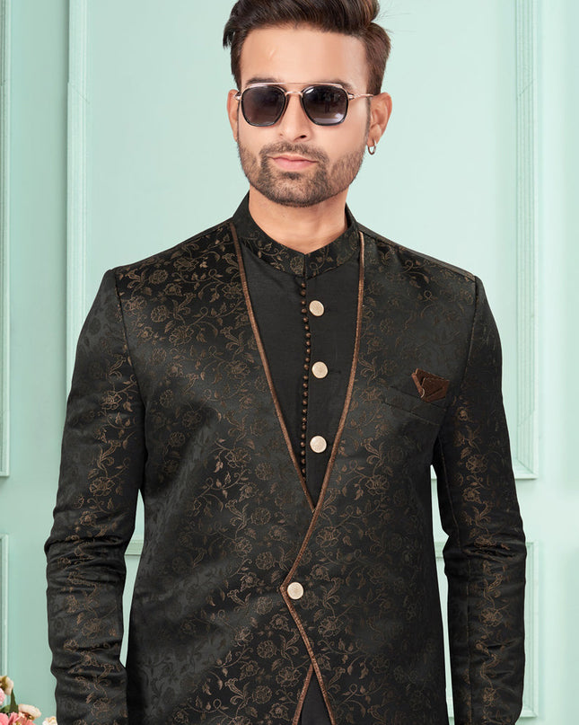 Black Mens Indo Western Suit