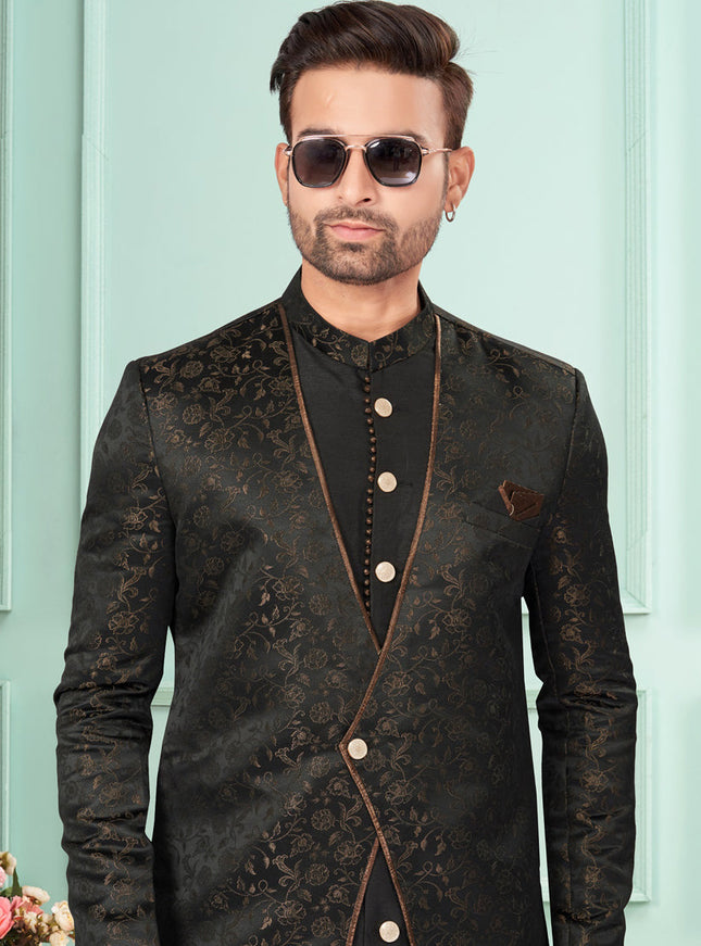 Black Mens Indo Western Suit