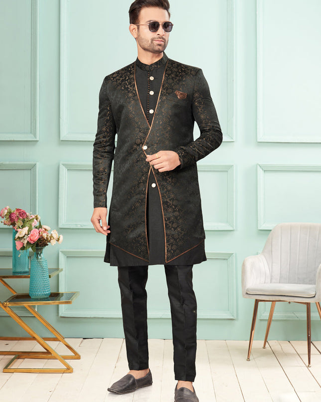 Black Mens Indo Western Suit