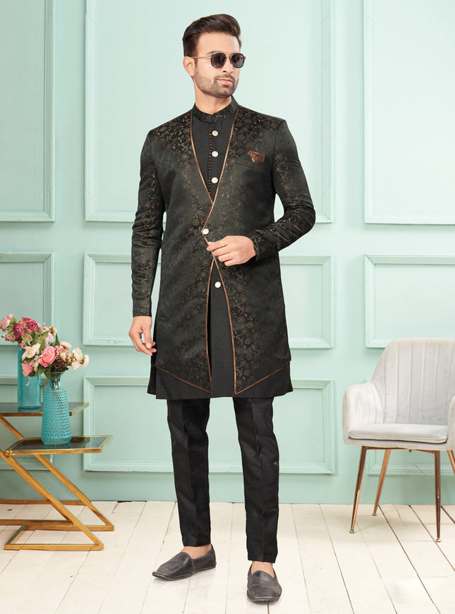 Black Mens Indo Western Suit