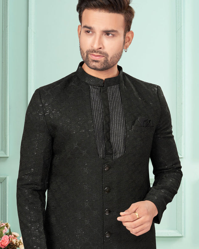 Black Mens Indo Western Suit