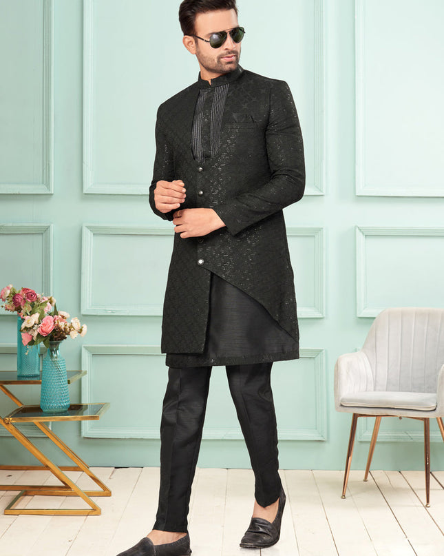 Black Mens Indo Western Suit