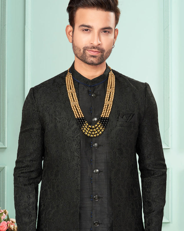 Black Mens Indo Western Suit