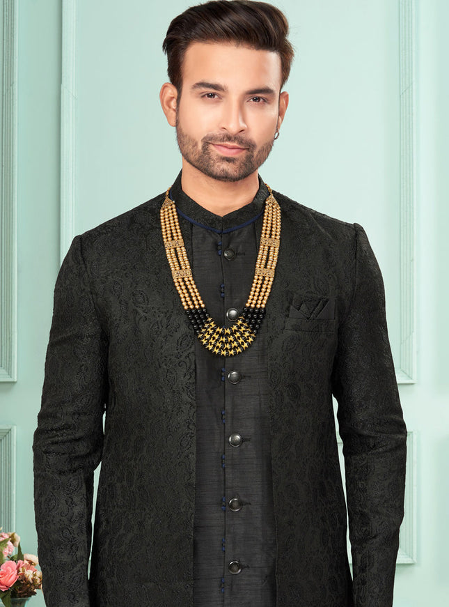 Black Mens Indo Western Suit