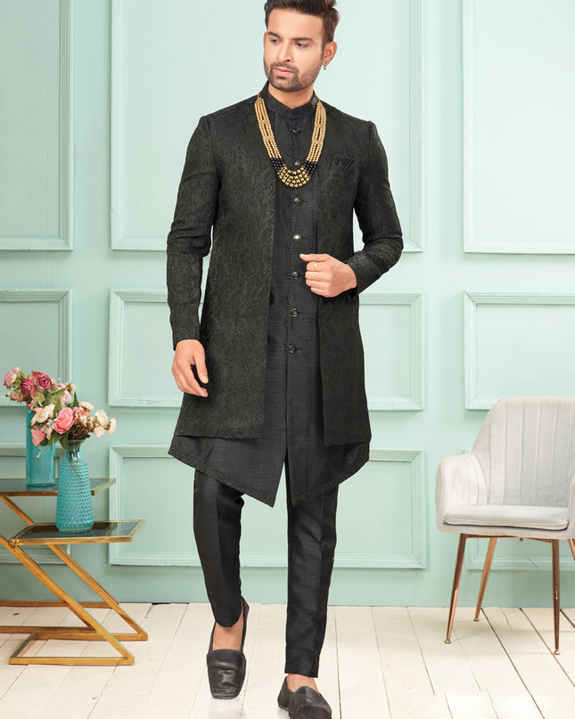 Black Mens Indo Western Suit