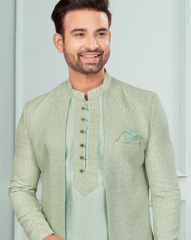 Sea Green Mens Indo Western Suit