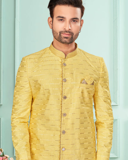 Yellow Mens Indo Western Suit