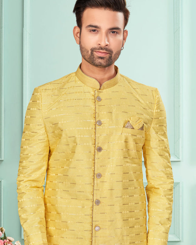 Yellow Mens Indo Western Suit