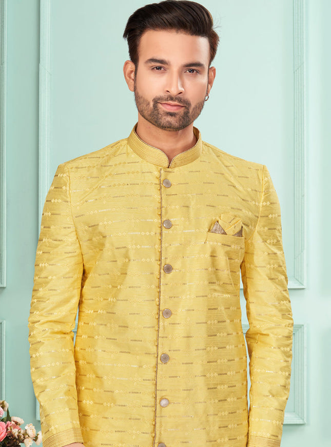 Yellow Mens Indo Western Suit