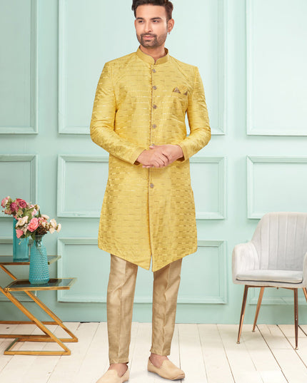 Yellow Mens Indo Western Suit