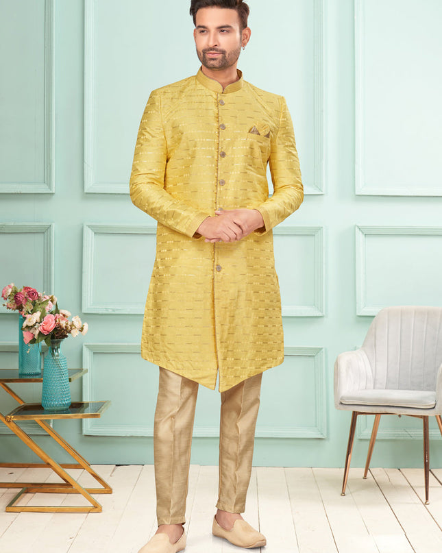 Yellow Mens Indo Western Suit